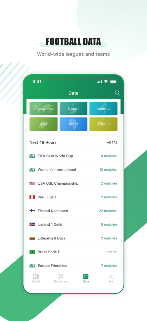 Firescore mobile app screen displaying global soccer leagues and match data by region