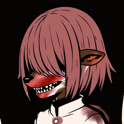 sharp teeth deer man with bob haircut