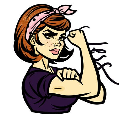 strong woman with a 60s american ad style