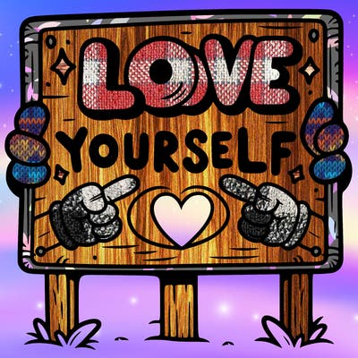 a sign where it is written: love yourself