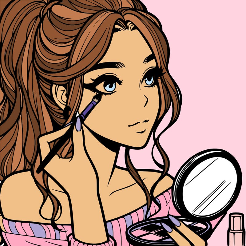 a realistic girl doing her makeup