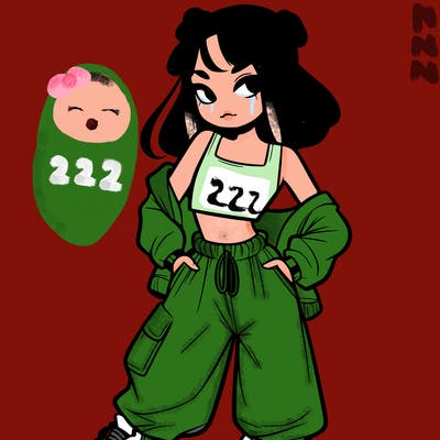 girl in crop top and baggy pants