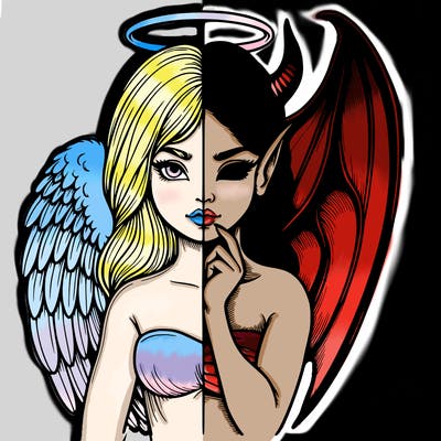 realistic angel half demon