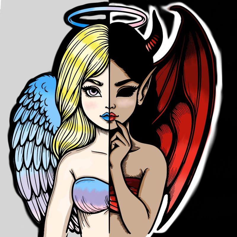 realistic angel half demon