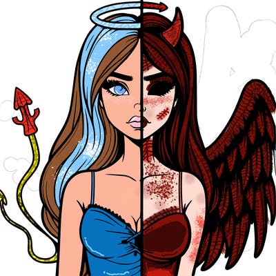 devil vs angel realistic girl