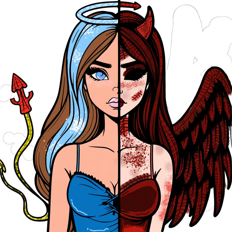 devil vs angel realistic girl