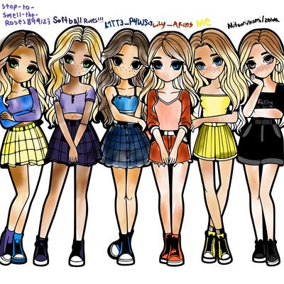 a group of girls realistic