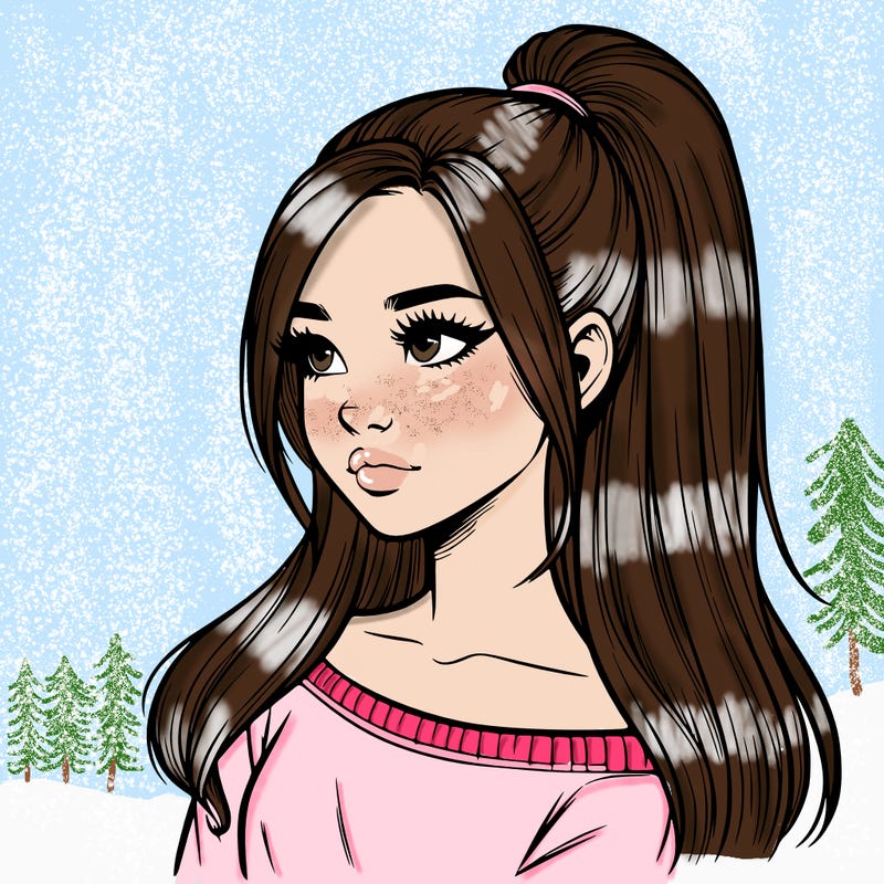 realistic girl with a high ponytail