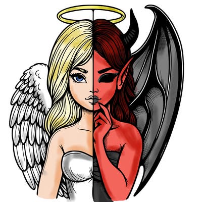 realistic angel half demon