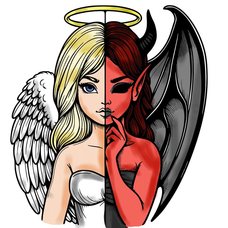 realistic angel half demon