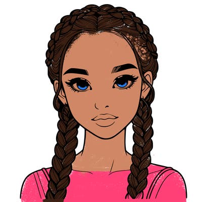 realistic girl with braids