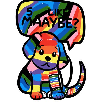 a puppy that says 5 like maybe