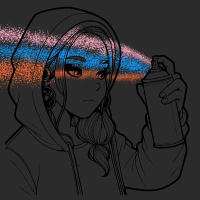 a realistic girl, spray painting