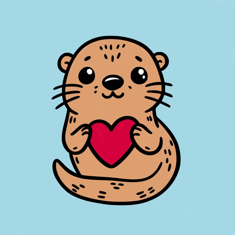 otter with a heart