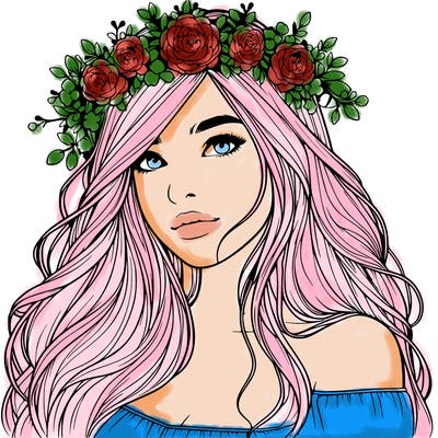 realistic girl with flower crown