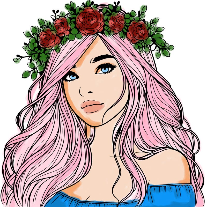 realistic girl with flower crown