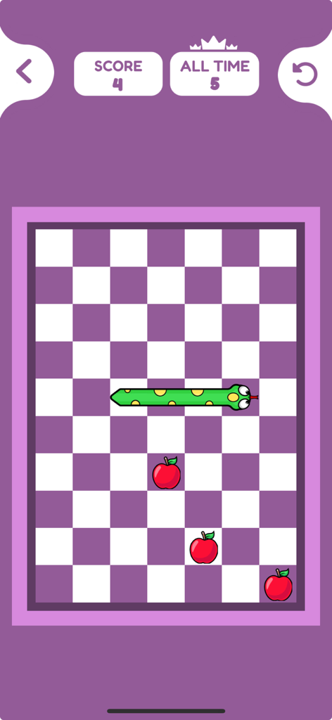 Offline Games - No WiFi Arcade - 오프라인 게임 앱에서 빨간 사과가 있는 체크무늬 판에서 즐기는 클래식 스네이크 게임 플레이
