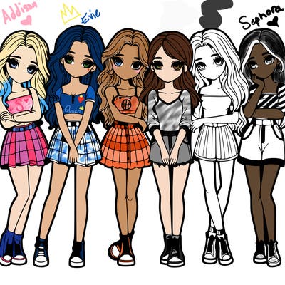 a group of girls realistic