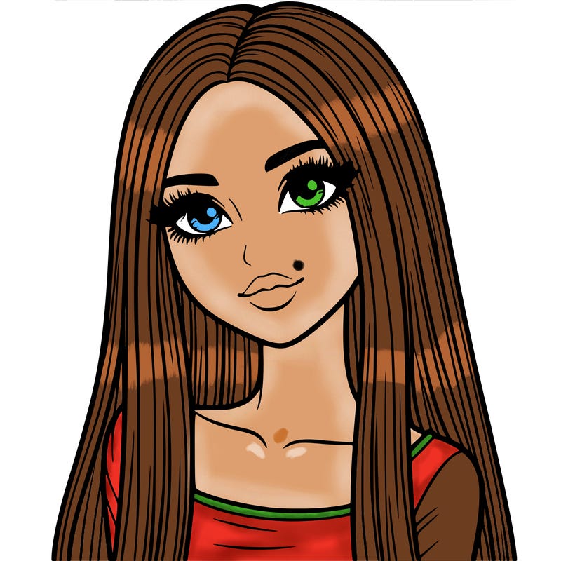 realistic girl with straight and long hair