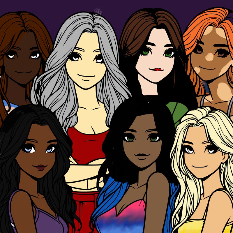 a group of realistic girls