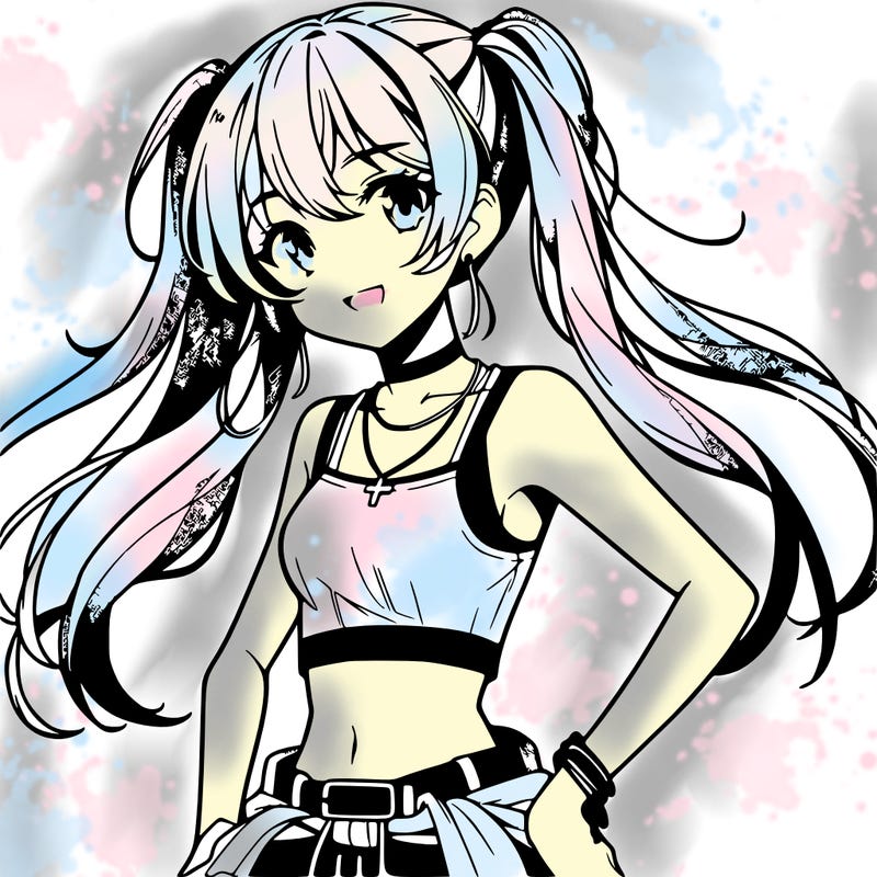 anime girl wearing crop top