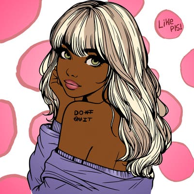 realistic girl with bangs looking over her shoulder