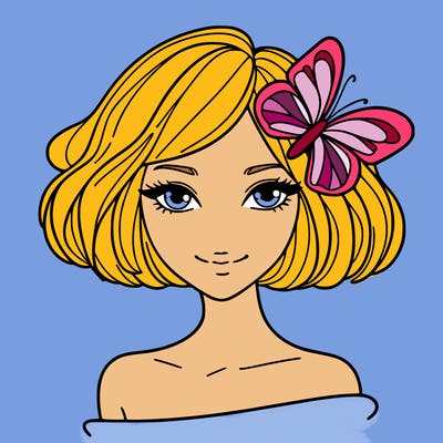 woman with butterfly short hair