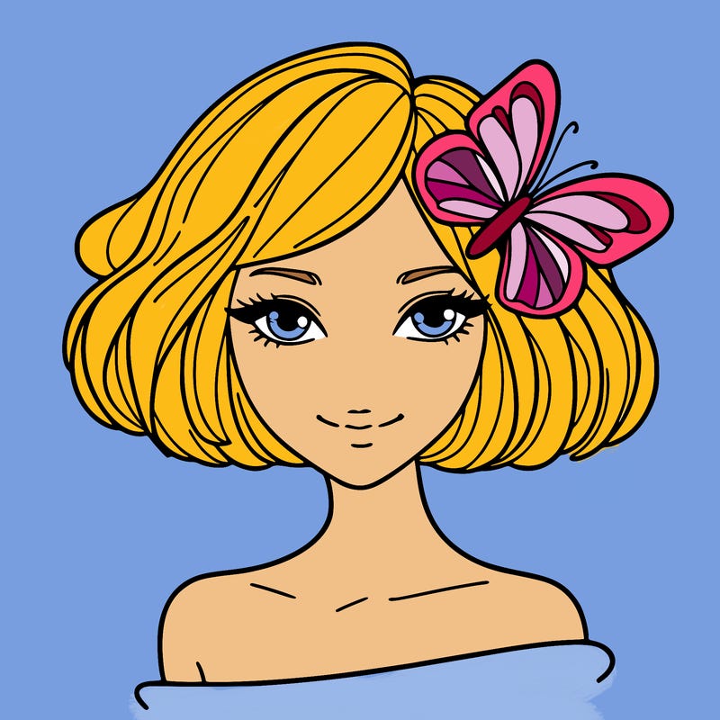 woman with butterfly short hair