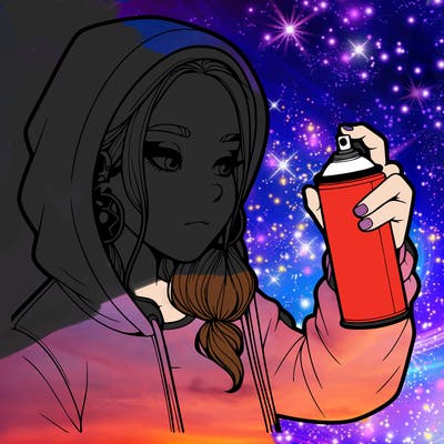 a realistic girl, spray painting