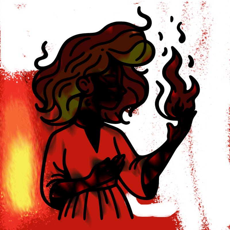 woman with fire