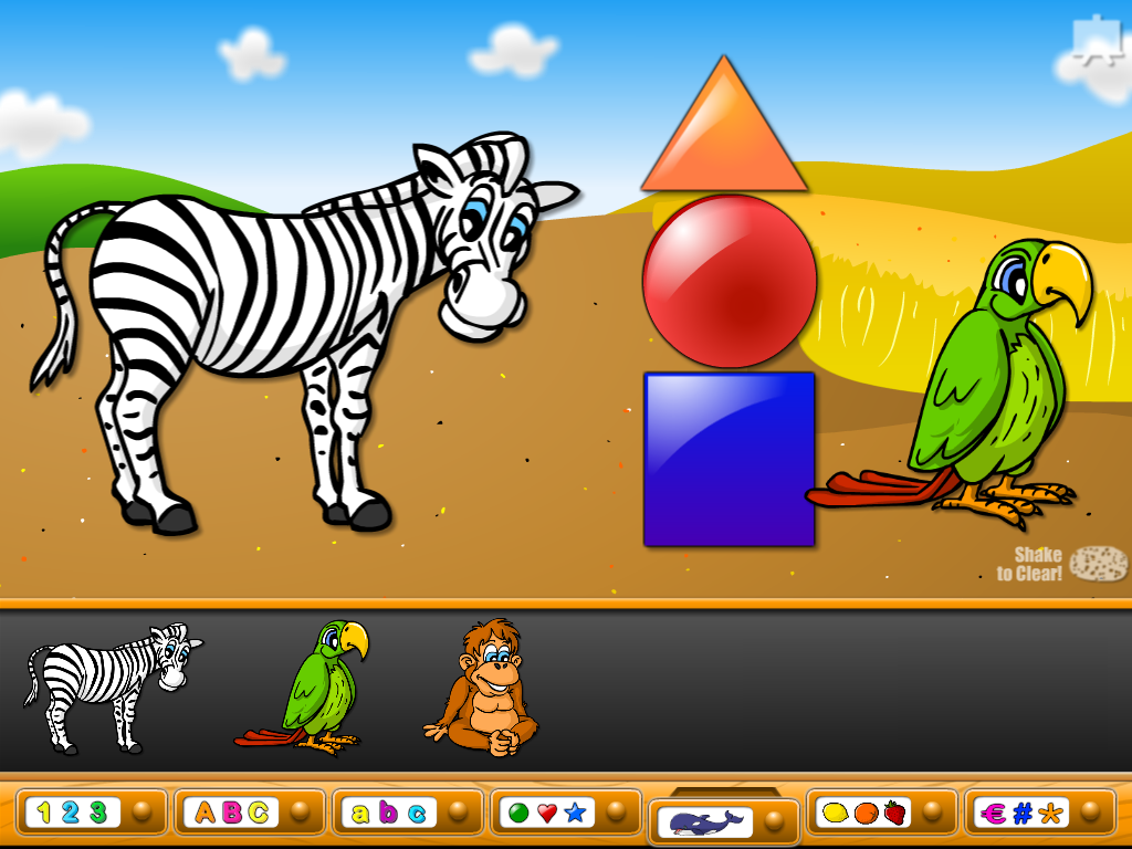 ABC Magnetic Land - Alphabet, Numbers, Animals, Fruits HD FREE - A digital magnetic board featuring animal and shape magnets from the ABC Magnetic Land educational app