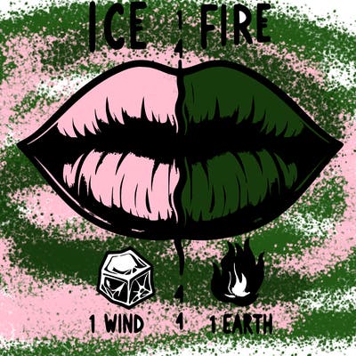 realistic lip split in fourth . 1 fourth ice 1 fire 1wind 1 earth