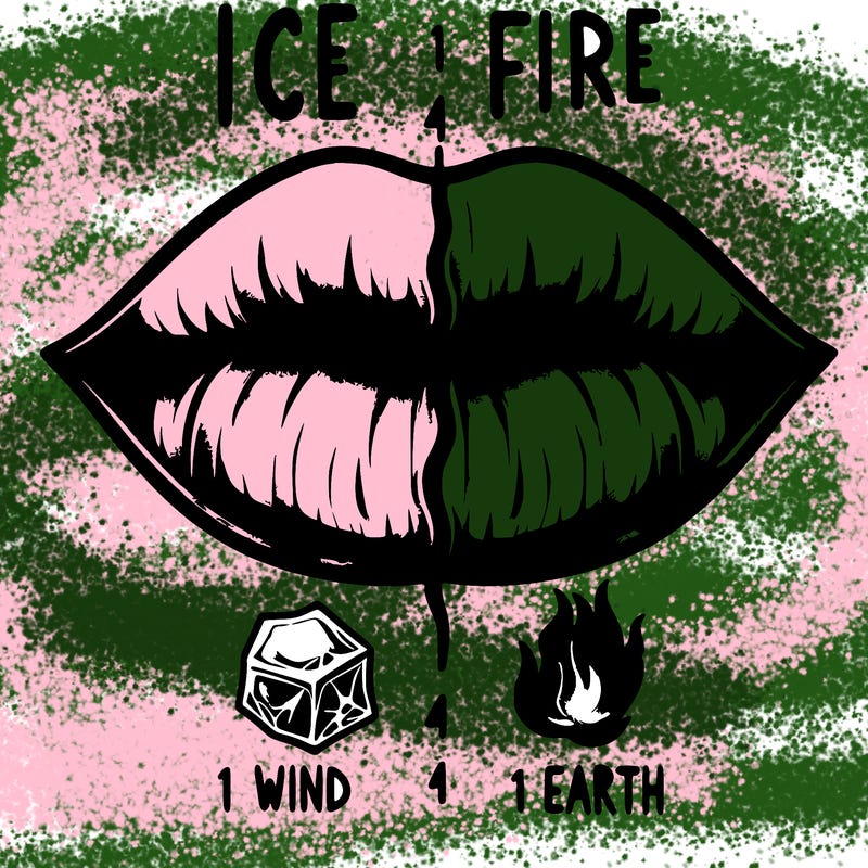 realistic lip split in fourth . 1 fourth ice 1 fire 1wind 1 earth