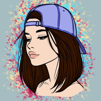 realistic  girl with a backwards hat