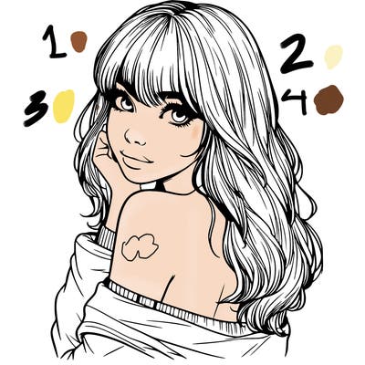 realistic girl with bangs looking over her shoulder