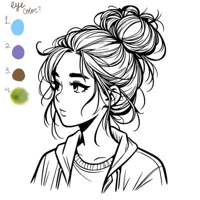 realistic teenage girl with a messy bun
