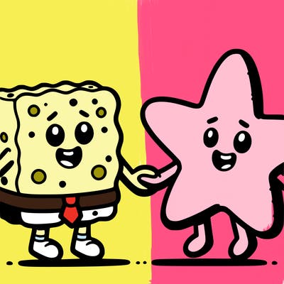 spongebob squarepants  and patrick star holding hands
