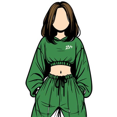 realistic girl faceless with baggy pants and a crop top