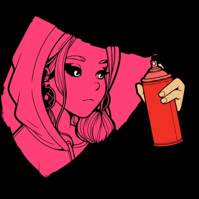 a realistic girl, spray painting