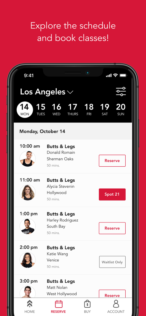 Barry’s - Horário de reserva de aulas do bootcamp Barry’s