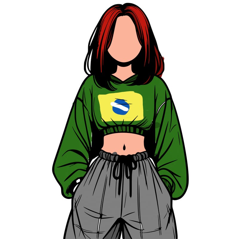 realistic girl faceless with baggy pants and a crop top