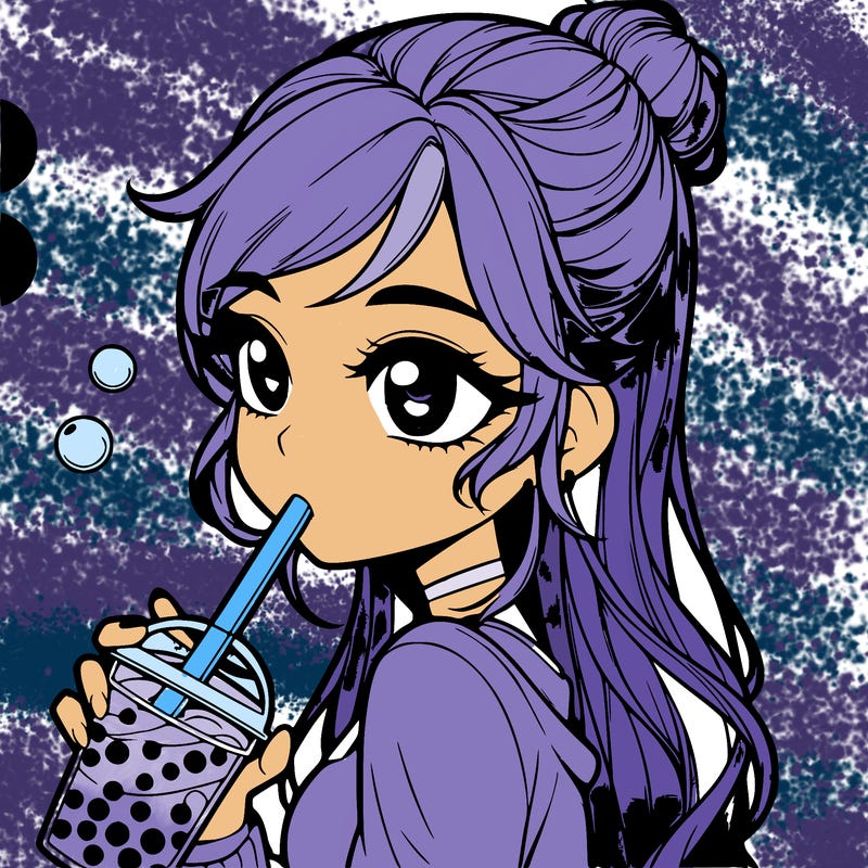 a realistic girl drinking boba