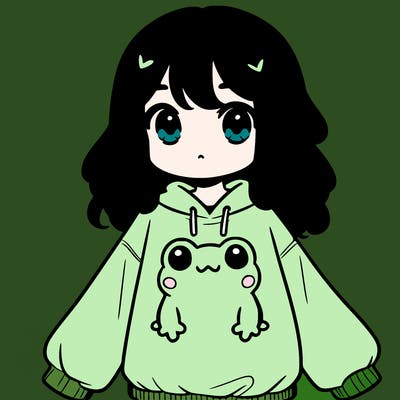 girl wearing frogging sweatshirt