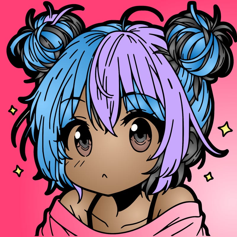 a manga girl with messy small buns