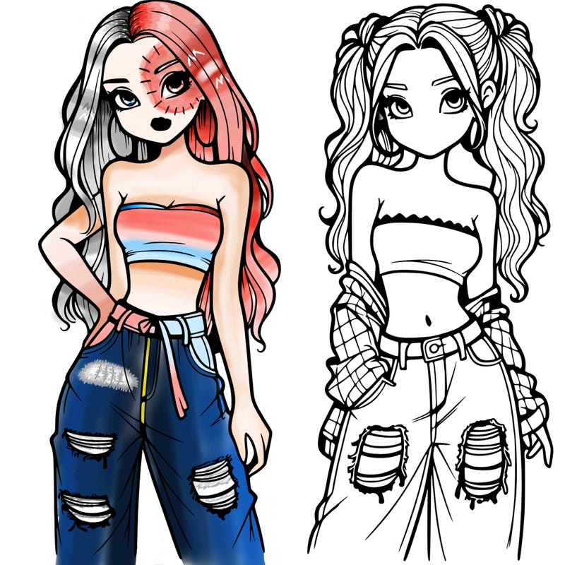 2 girls in crop tops and baggy jeans ripped