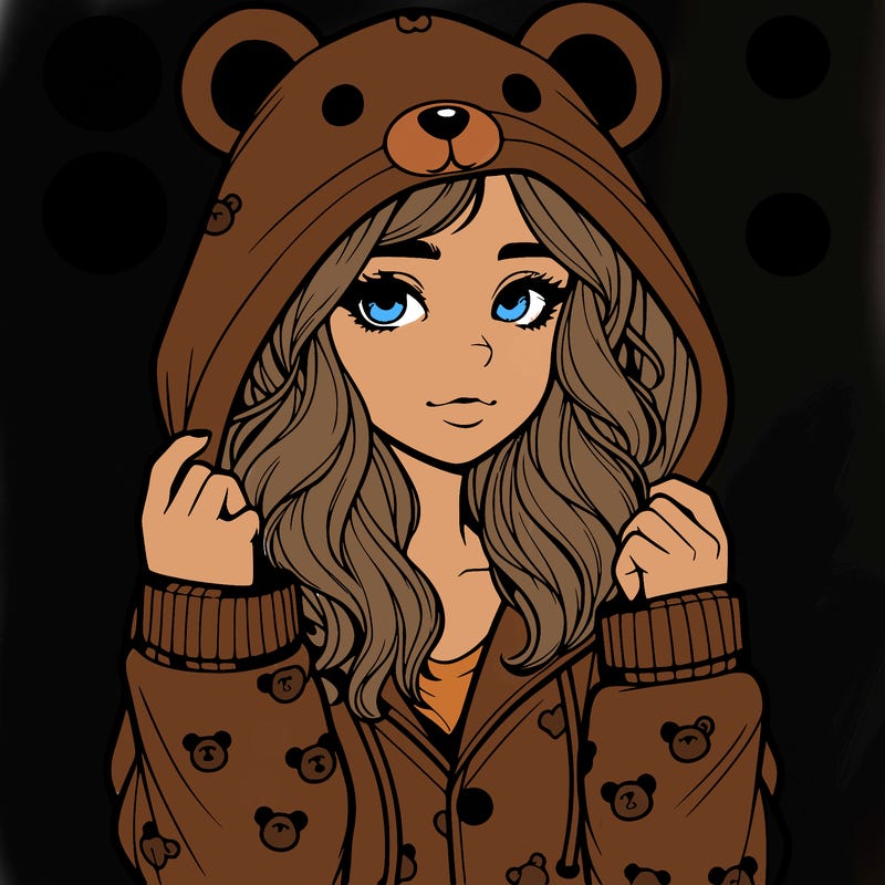 realistic girl in a animal pjs hoodie