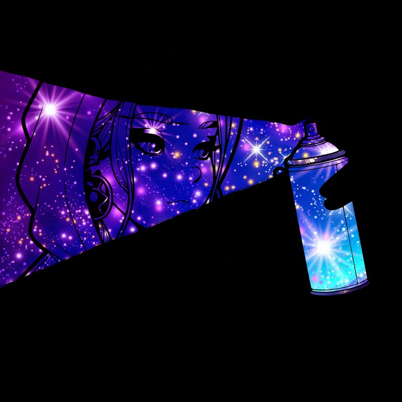 a realistic girl, spray painting