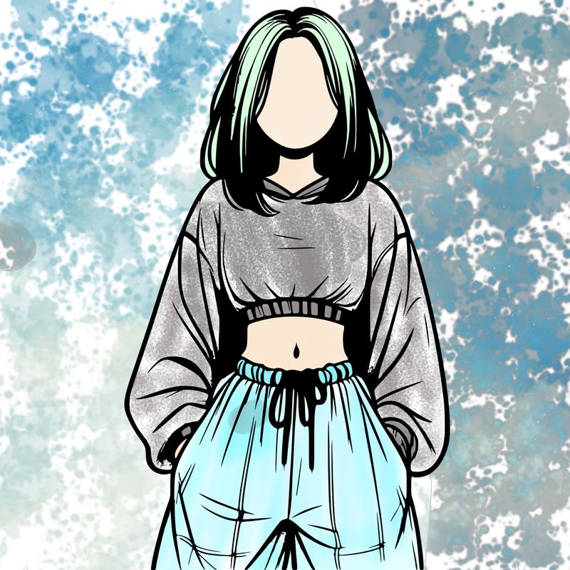 realistic girl faceless with baggy pants and a crop top