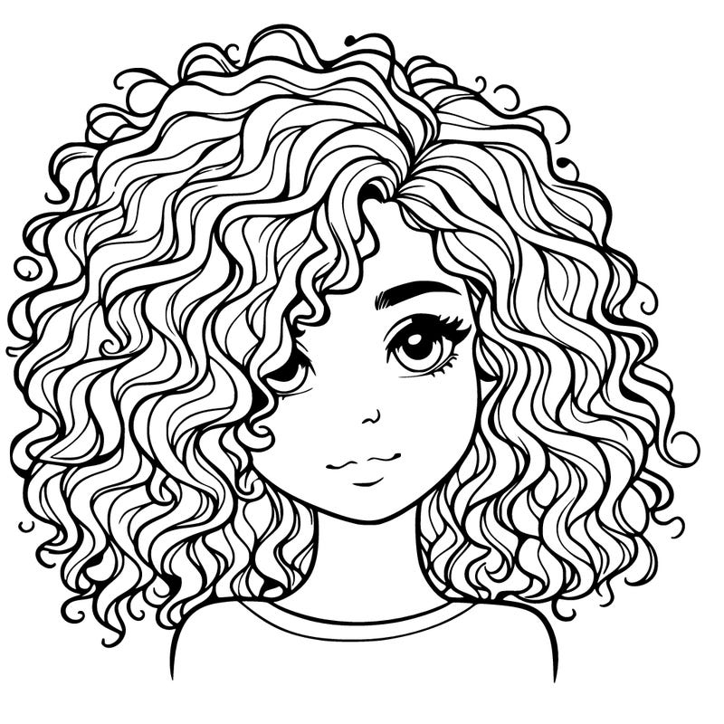 realistic girl with curly hair