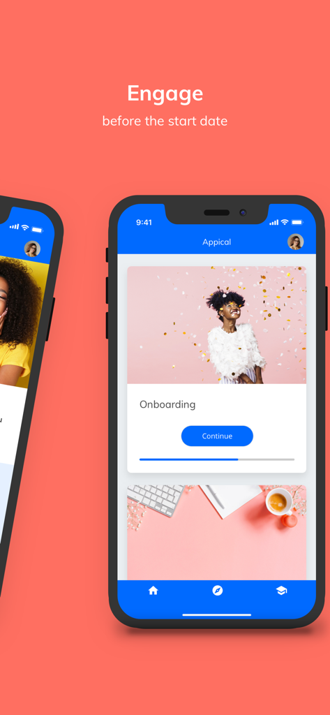 Appical, the onboarding app - Interface de l'application mobile Appical montrant l'engagement d'intégration pour les nouveaux employés avant leur date de début